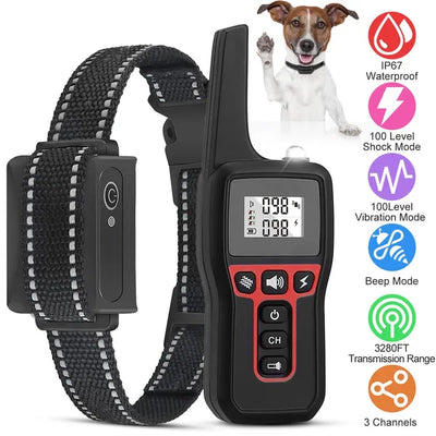 3280FT Dog Training Collar IP67 Waterproof Pet Beep Vibration Electric Shock Collar - 5 - CJ