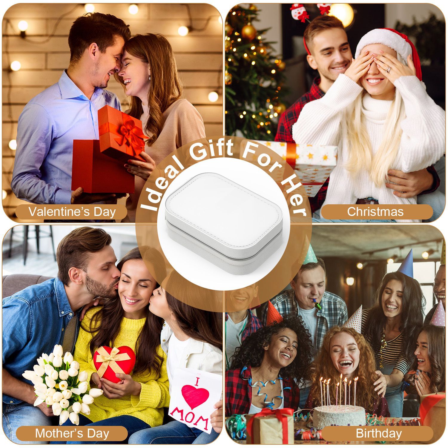 1Pc Portable Travel Makeup Bag With LED Mirror Rechargeable Beauty Mirror With 3 Color Light Dimmable Brightness Waterproof Cosmetic Bag With 4 Compartments Ideal Gift For Women