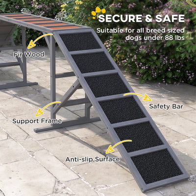 Dog Agility Equipment Ramp With Safety Bar, Non - slip Surface, For Walk And Pause Training, Gray - 5 - CJ