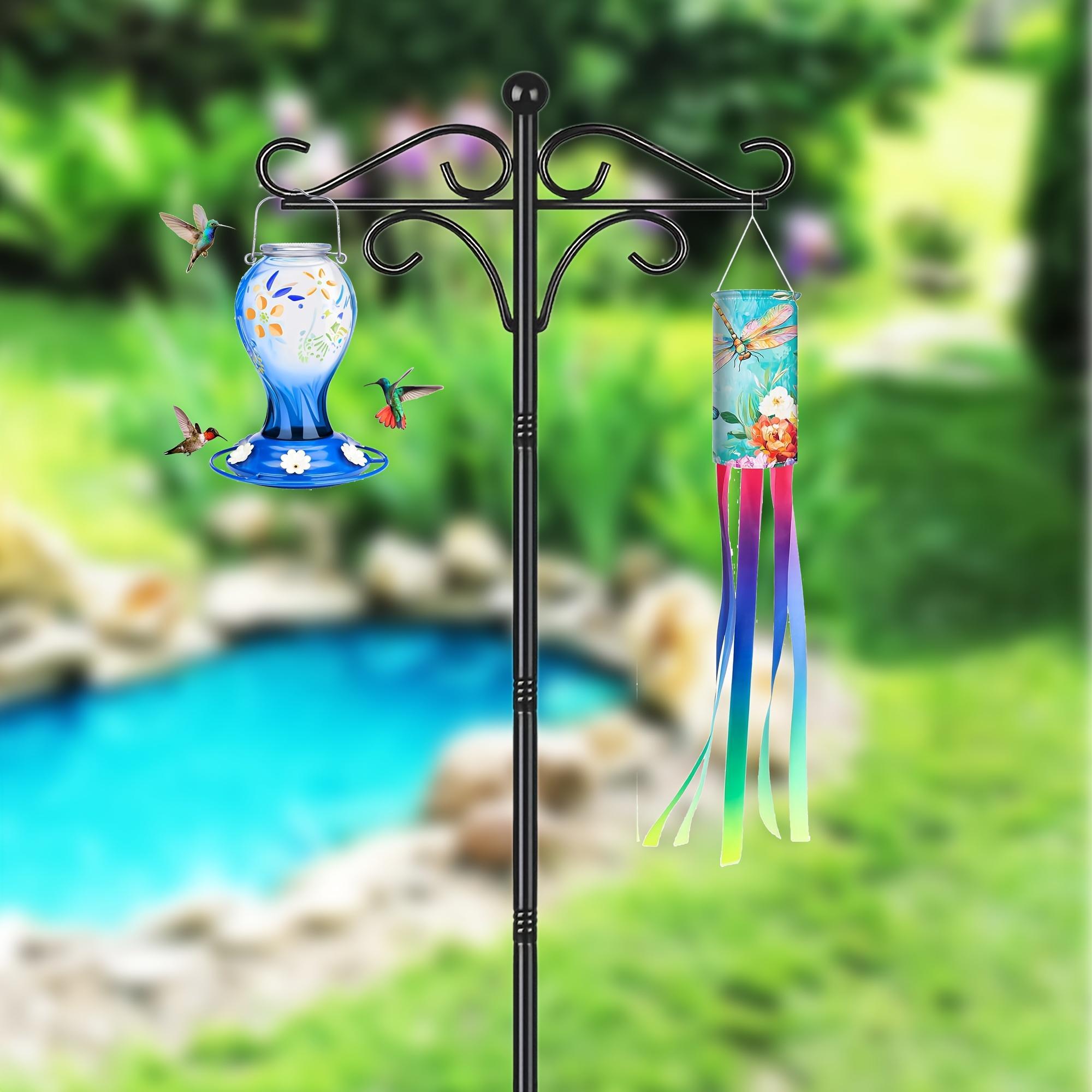 Two Heavy Duty 76 Inch Outdoor Metal Shepherd's Hooks Traditional Double Bird Feeder Pole With Five Finger Adjustable Plant Hooks Suitable For Garden And Wedding Decoration Suitable For Bird Feeders P - 5 - CJ