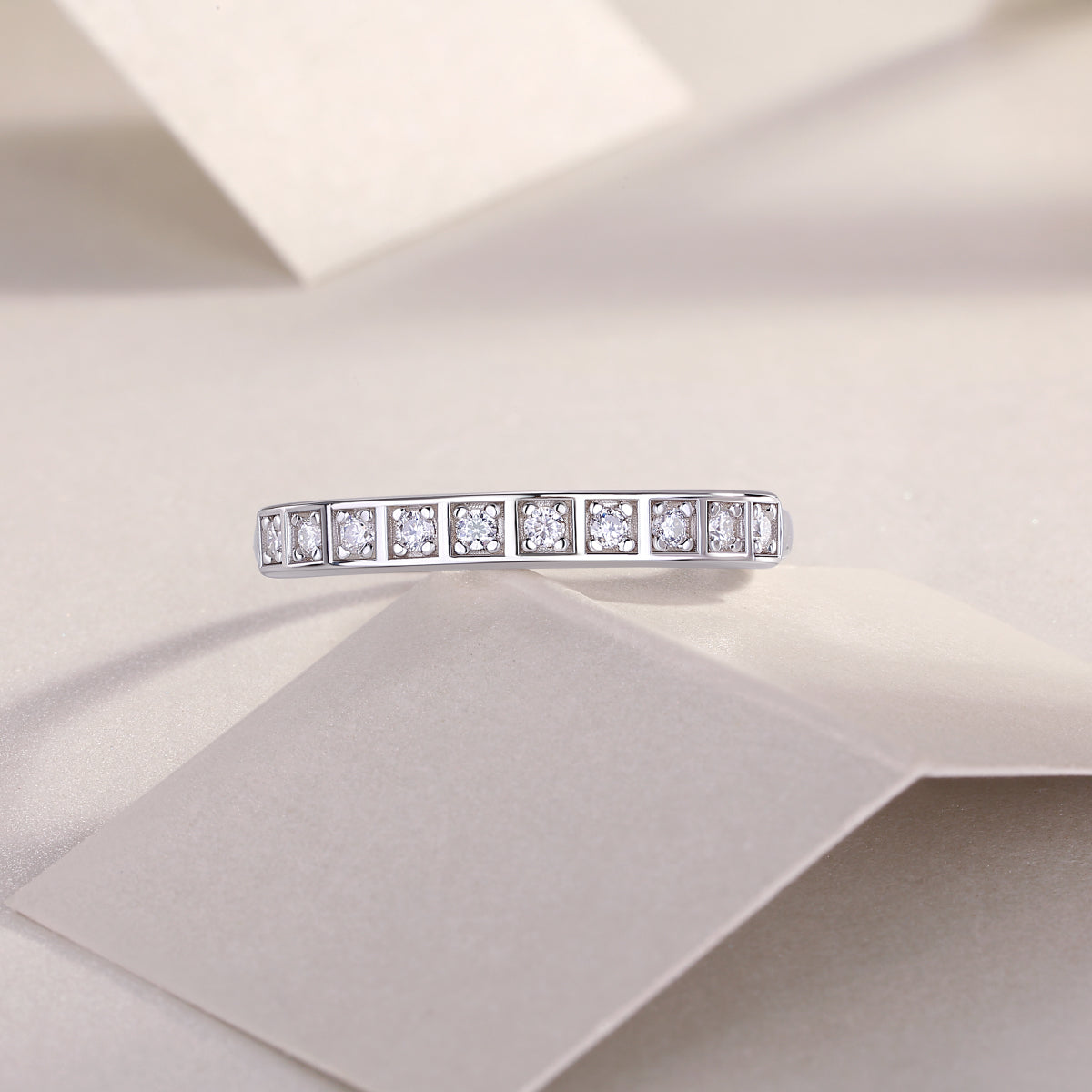 1Diamond Ring Luxury Fashion Set Moissanite Silver Ring Prohibit Tk Sales - 5 - CJ