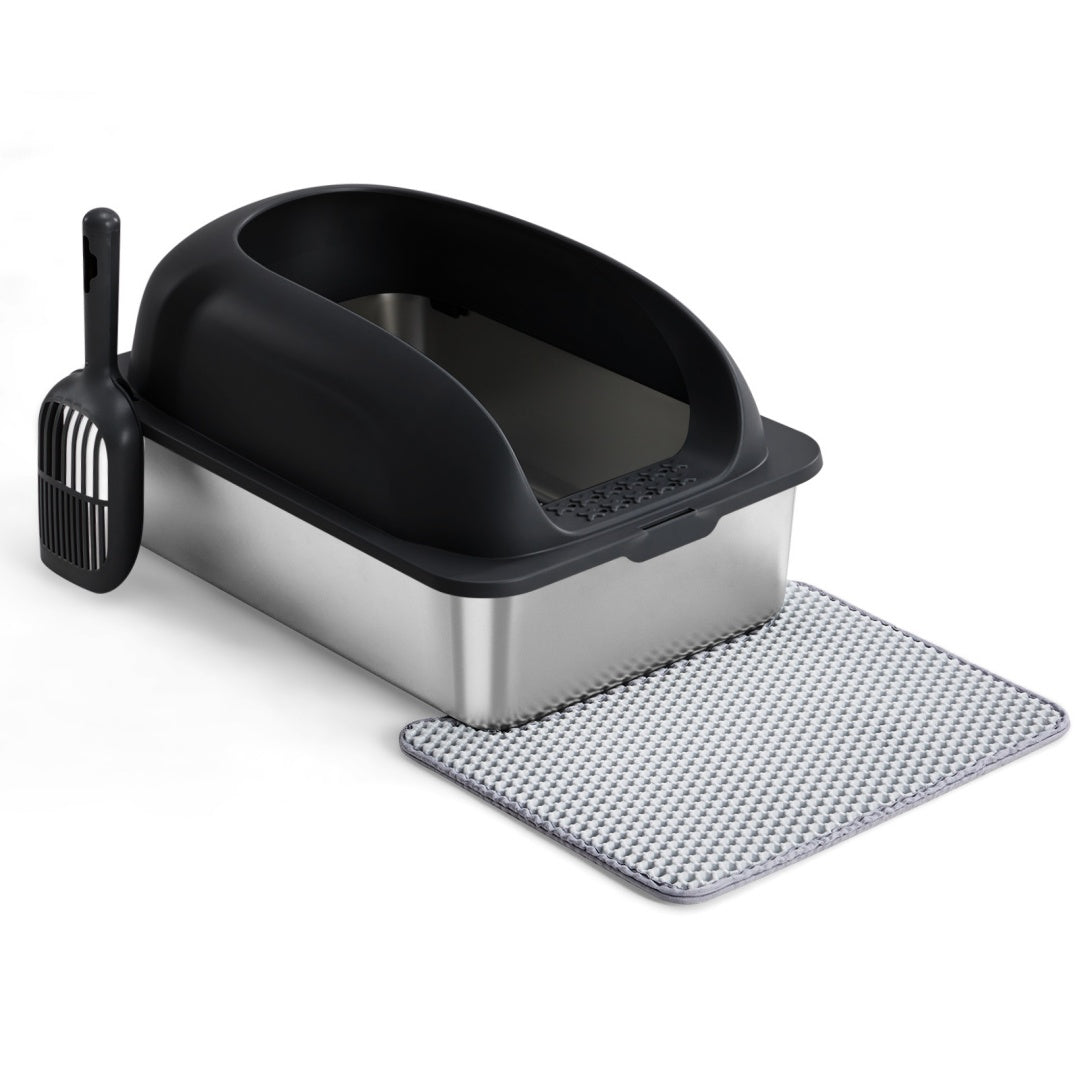 Stainless Steel Cat Litter Box With Lid, Large Cat Litter Box For Big Cats, Scoop And Mat Included - 5 - CJ