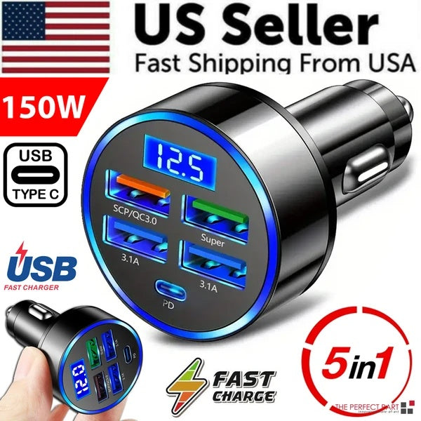 5 USB Port Super Fast Car Charger Adapter For Android Cell Phone - 5 - cjdropshipping