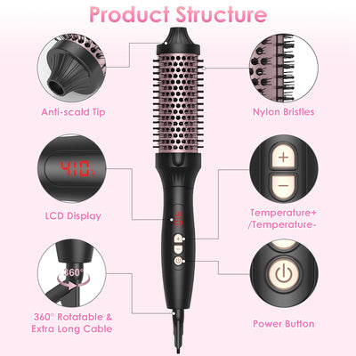 1Pc 3 In 1 Thermal Brush Hair Curler Brush Hair Curler Straightener With 10 Heating Levels 30S Fast Heating Fit For All Hair Types For Home Travel - 5 - CJ