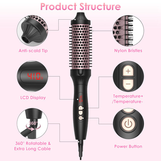 1Pc 3 In 1 Thermal Brush Hair Curler Brush Hair Curler Straightener With 10 Heating Levels 30S Fast Heating Fit For All Hair Types For Home Travel - 5 - CJ