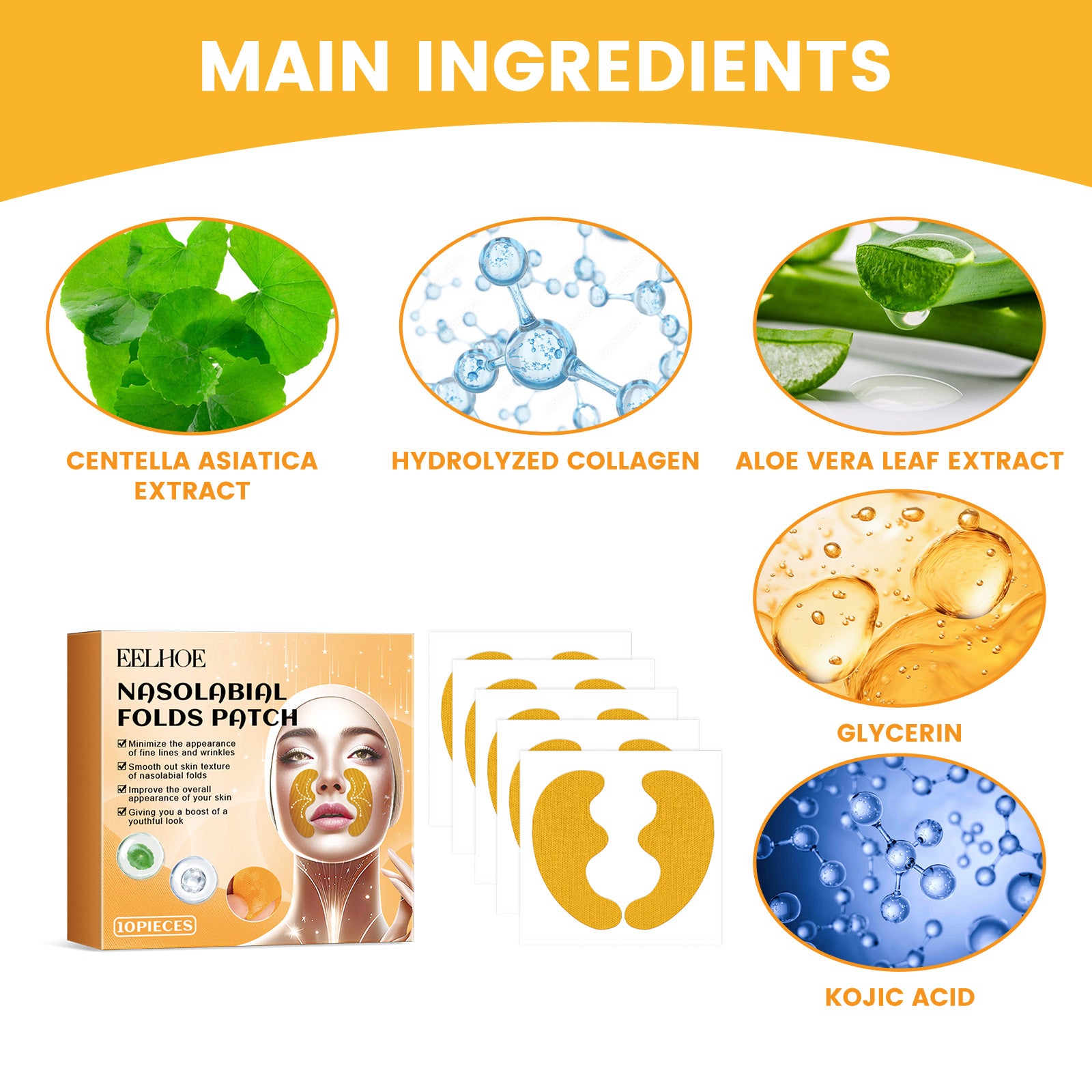 EELHOE Nasolabial Folds Patch, Fade Fine Lines Law Lines Lifting And Tightening Facial Skin Moisturizing And Hydrating - 5 - CJ