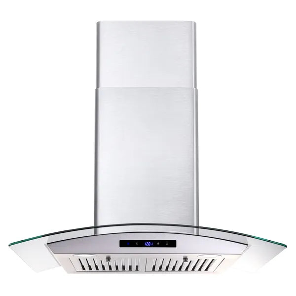 30 Inch Wall Mounted Range Hood 700CFM Tempered Glass Touch Panel Control Vented LEDs