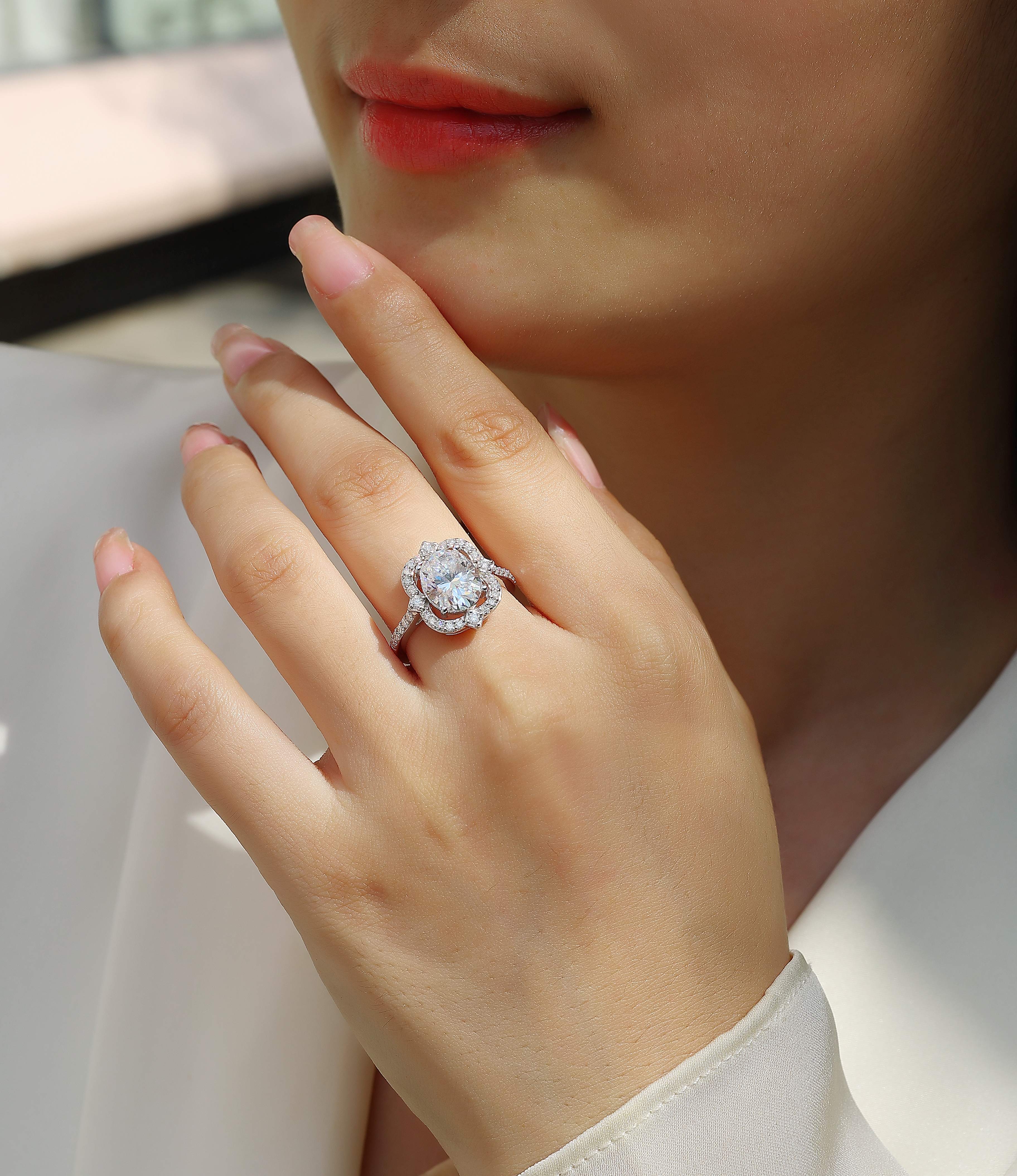 1Camellia - A Fashionable Jewelry Ring Set With Moissanite S925 Sterling Silver And Gold - plated Diamond Prohibit TikTok sales - 5 - CJ