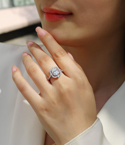 1Camellia - A Fashionable Jewelry Ring Set With Moissanite S925 Sterling Silver And Gold - plated Diamond Prohibit TikTok sales - 5 - CJ