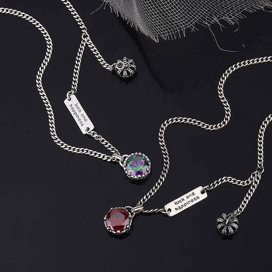 925 Sterling Silver Crown Retro Necklace Women's Brand Letter Small Design High Level - 4 - https://x.com/titan_prim62775J