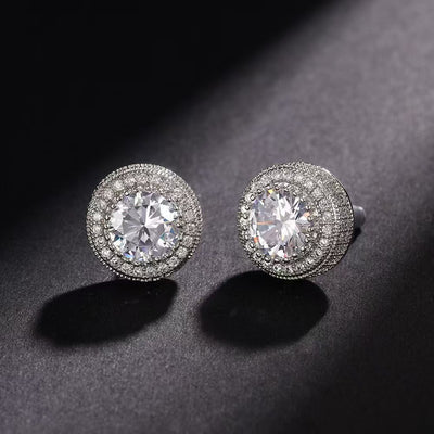 1 Pair Hip Hop Wedding  Zircon Stud Earrings,Sparkling,Unisex,Daily Accessories And Women's Jewelry - 5 - CJ
