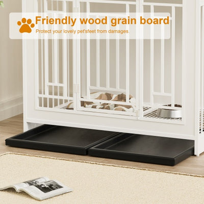 43.3 Inch Large Dog Kennel Furniture, Wooden Kennel With Divider - 5 - CJ