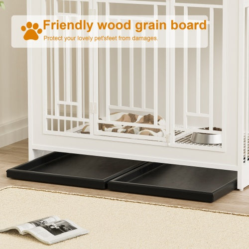 43.3 Inch Large Dog Kennel Furniture, Wooden Kennel With Divider - 5 - CJ