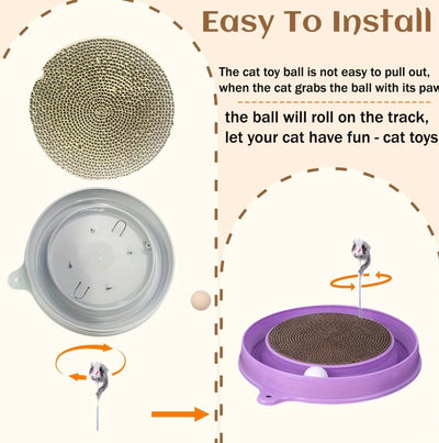 Multi - functional Cat Scratching Board With Ball Track, Various Colours Of Mat Board, Self - height Relief From Boredom To Tease The Cat, With Spring And Ball, Anti - scratch Furniture Artifacts, A Must - ha - 5 - CJ