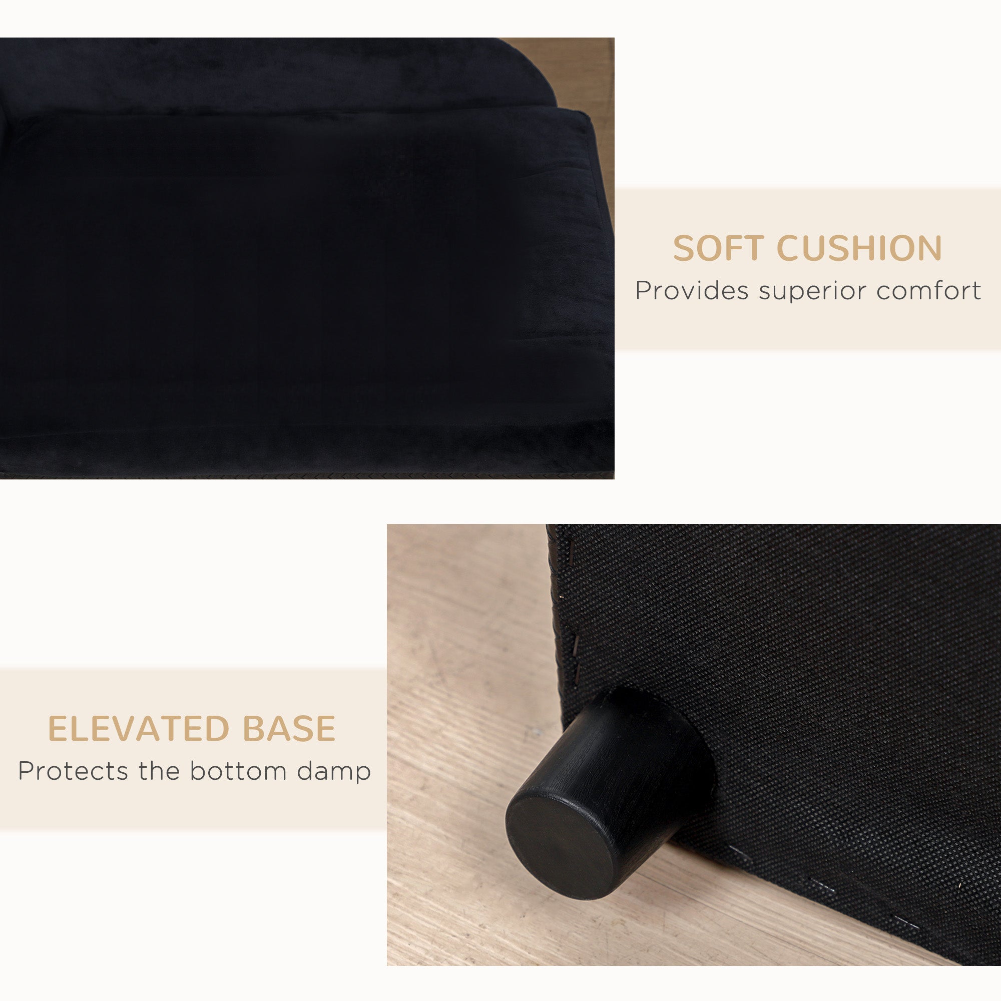 Pet Sofa Bed Couch with Storage, Pet Sofa for Cats and Small Dogs, Black - 5 - CJ