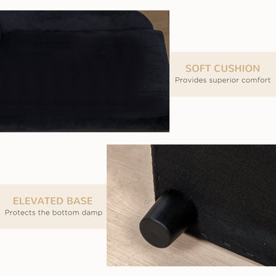Pet Sofa Bed Couch with Storage, Pet Sofa for Cats and Small Dogs, Black - 5 - CJ