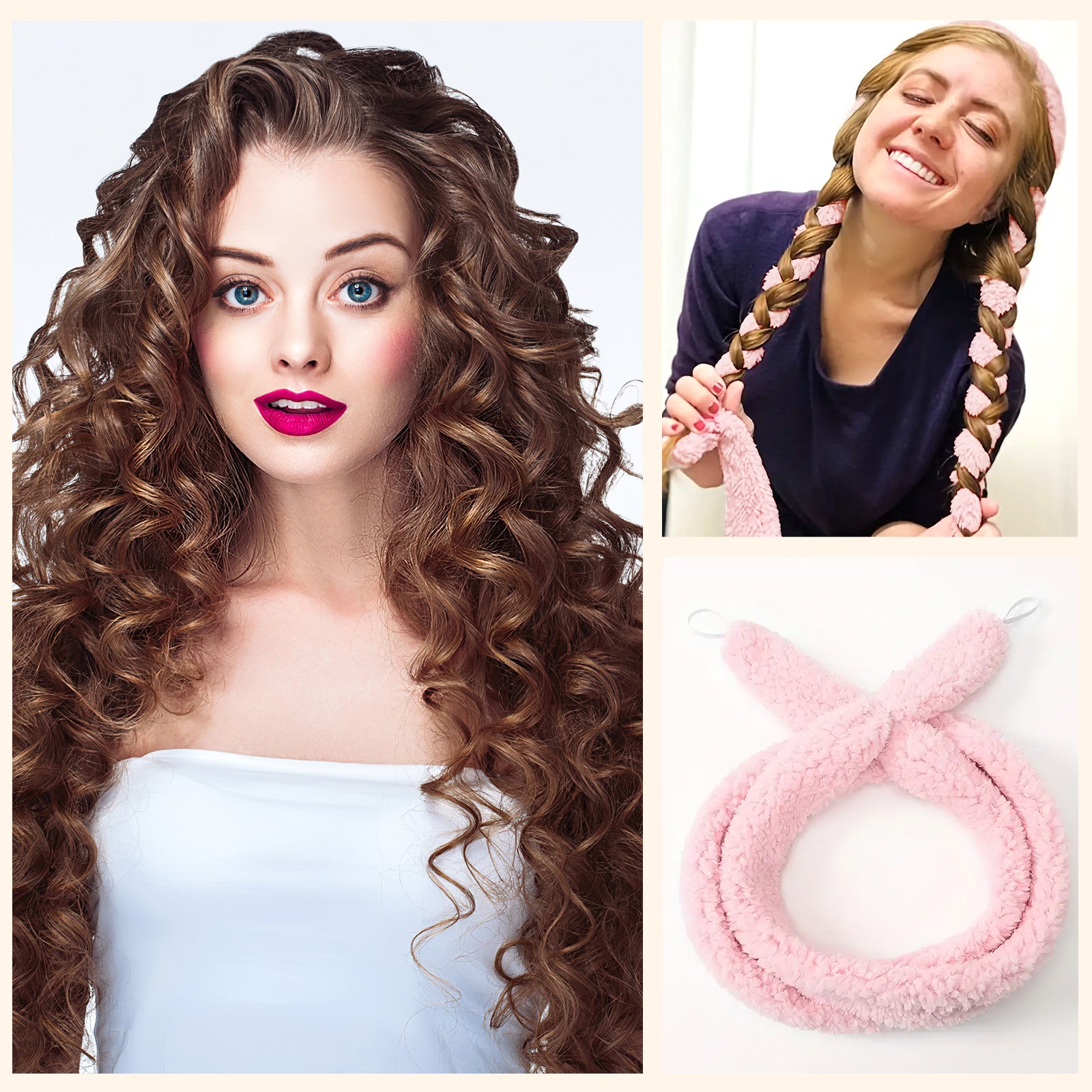 Satin Heatless Hair Curler, Lazy Natural Soft Wave DIY Heatless Curls For Sleep In Overnight, For All Hair Types - 5 - CJ