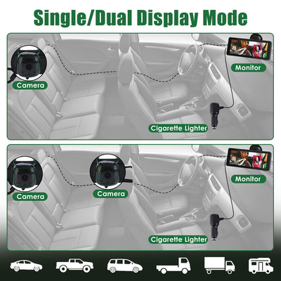 1Pc 1080P Baby Car Camera For 2 Kids Dual Channel Car Baby Monitor Rear Facing Car Seat Camera With 120Degree Wide View 6.86In HD Split Screen Night Vision - 5 - cjdropshipping