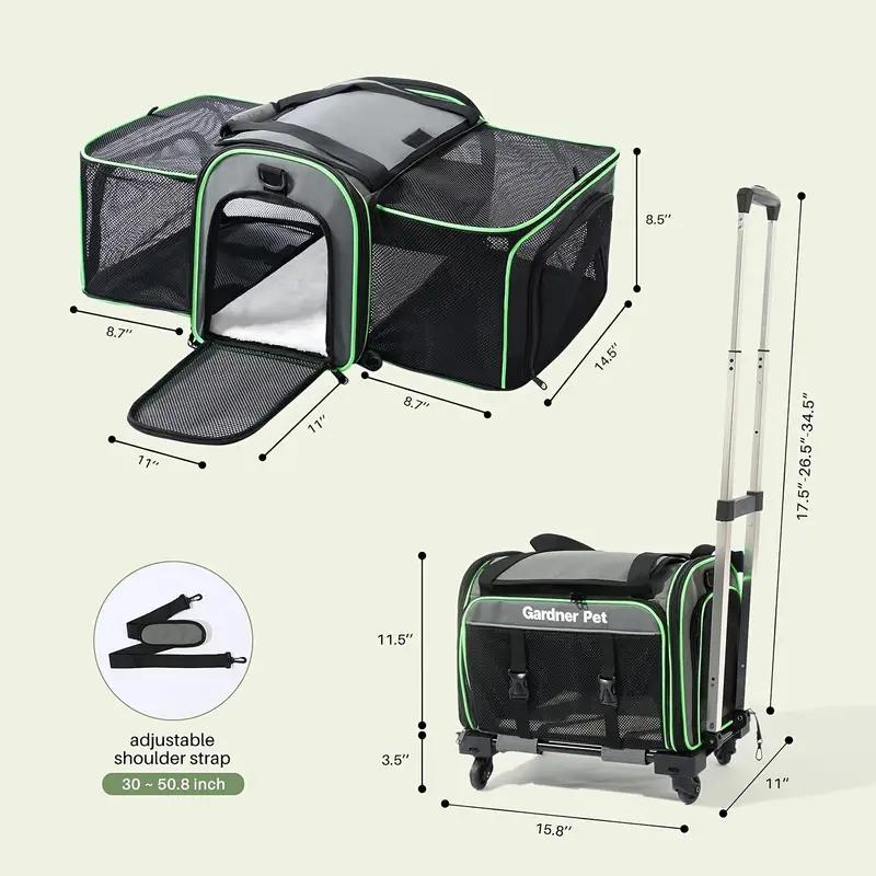 Expandable, Foldable, Portable Pet Carrier With Wheels And Six Sides For Cats And Small Dogs. - 5 - CJ
