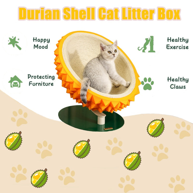 Durian Shape Cat Scratching Bed Cat House - Comfortable Sisal Rope Scratching Board With PVC Plastic Combination, 3 In 1 Cat Resting Bed - Suitable For Cat Claw Care, Cute And Sturdy Assembled Pet Fur - 5 - CJ