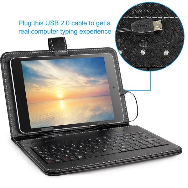 7.9in Protective Keyboard Case W/ Keyboard PU Leather Back Stand Tablet Cover Via USB 2.0 Cable - 5 - CJ