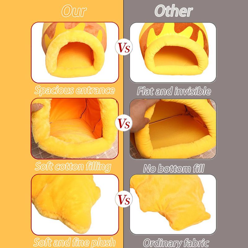 Honey Pot Cat Bed, Comfortable Memory Foam Cat Cave Bed, Honey Pot Pet Nest Pet Cave Bed, Kitten Cave Bed Sleeping House, Cute Cartoon Design Semi Closed Cat Cave Bed For Small Cats - 4 - CJ