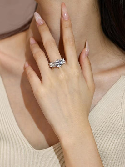 5ct Moissanite Engagement Rings For Women, 11MM Center Stone, D Color VVS1 Created Moissanite Wedding Promise Proposal Rings For Women Her, Anniversary Luxurious Bridal Gift - 5 - CJ