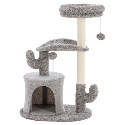 Small Cat Tree Tower, 33 Cat Scratching Post With Curved Bed - 5 - CJ