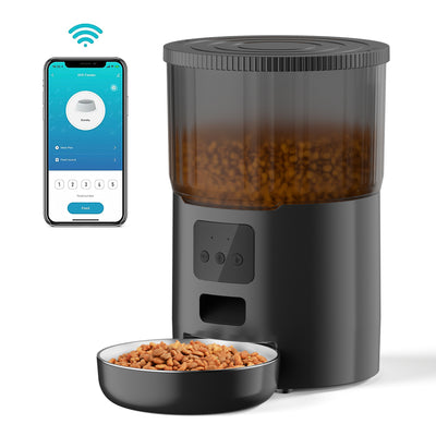 Cat Smart Dog Automatic Pet Feeder - 0 - CJ - Black Transparent WIFI - American Standard Adapter - CJYD198420432FU