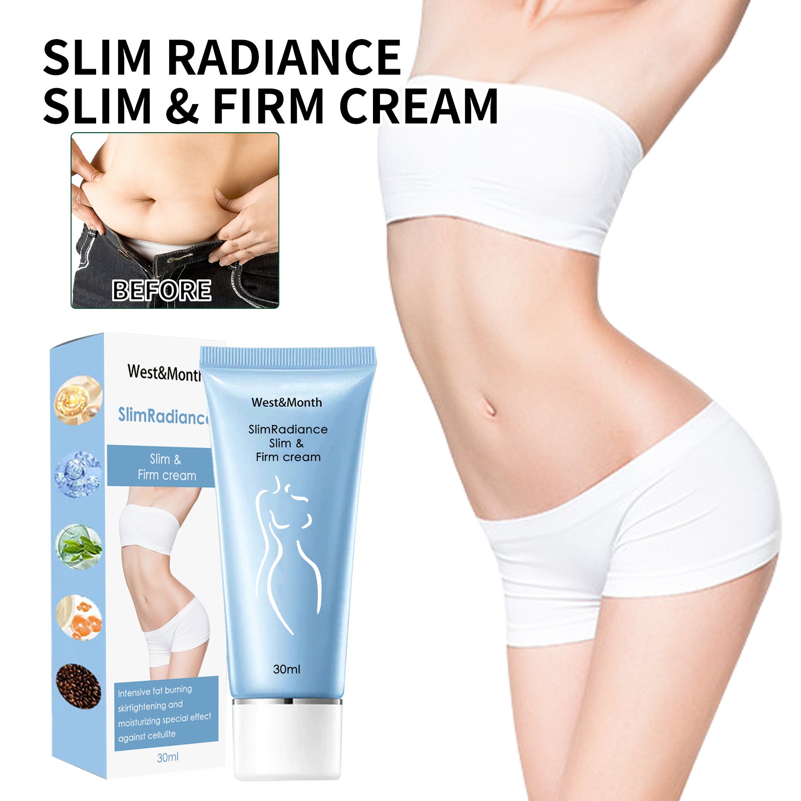 West&Month Slim Radiance Slim & Firm Cream, Moisturizing And Firming Anti - Orange Peel Body Sculpting Cream - 5 - CJ