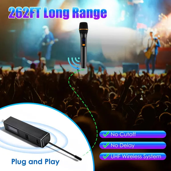 UHF Wireless Microphones Rechargeable Wireless Microphones Metal Handheld Dynamic Mics With 262FT Range For Karaoke Party DJ Wedding Speech Outdoor Events - 5 - CJ