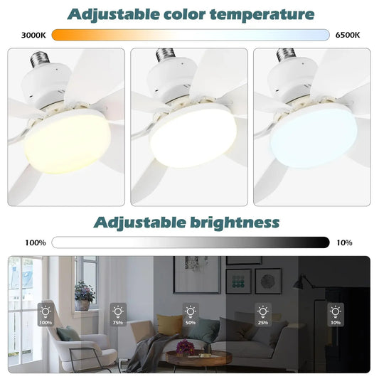 Modern Led Ceiling Fan With Light Dimmable E27 Bedroom Living Room Fan Lamp 30W - 5 - CJ