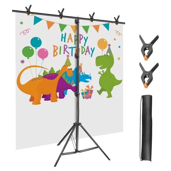 6.5x8.5FT T Shape Photo Video Backdrop Stand Heavy Duty Background Stand Adjustable Photography Backdrop Stand With 6 Spring Clamps Sandbag Carry Bag For Studio Party Wedding - 5 - CJ