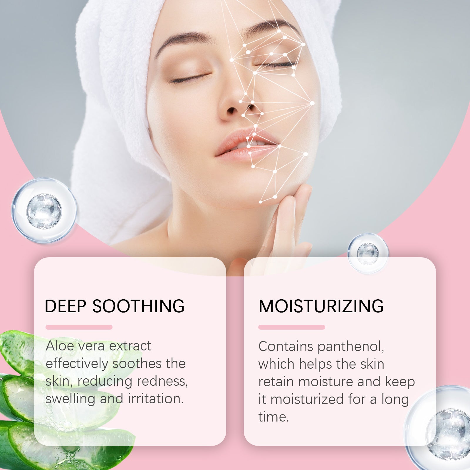 West&Month Aloe Vera Moisturizing Water, Repair Facial Skin Hydrating, Moisturizing, Clear, Elastic And Improve The State - 5 - CJ