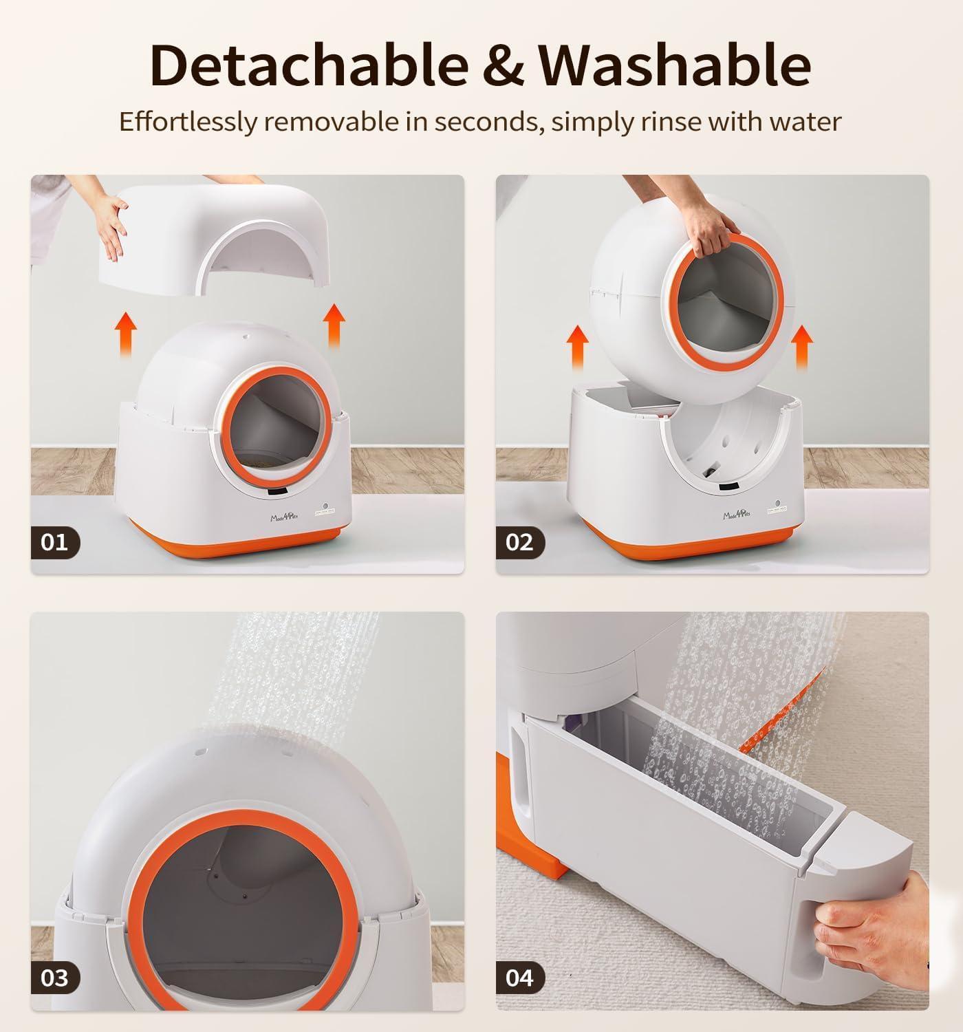 60L Automatic Cat Litter Box, Smart App Control, Deodorizing, Infrared Sensor, Suitable For Multiple Cats - 5 - CJ