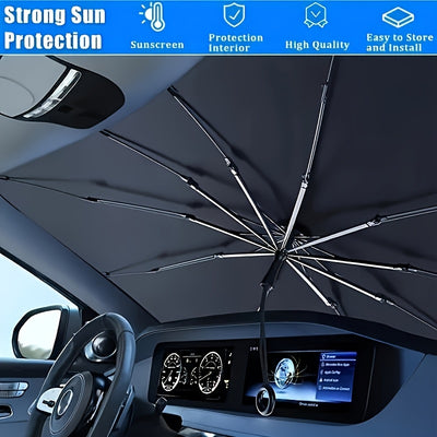 UPF50 - Sunshade - UPF50 - Compact Roll - Up Sunshade For Front Window - Heat Insulation And UV Protection, Easy - to - Use Auto Interior Accessory, Fits Most Vehicles, Sun Protection Curtain, Sleek Black Umb - 5 - cjdropshipping