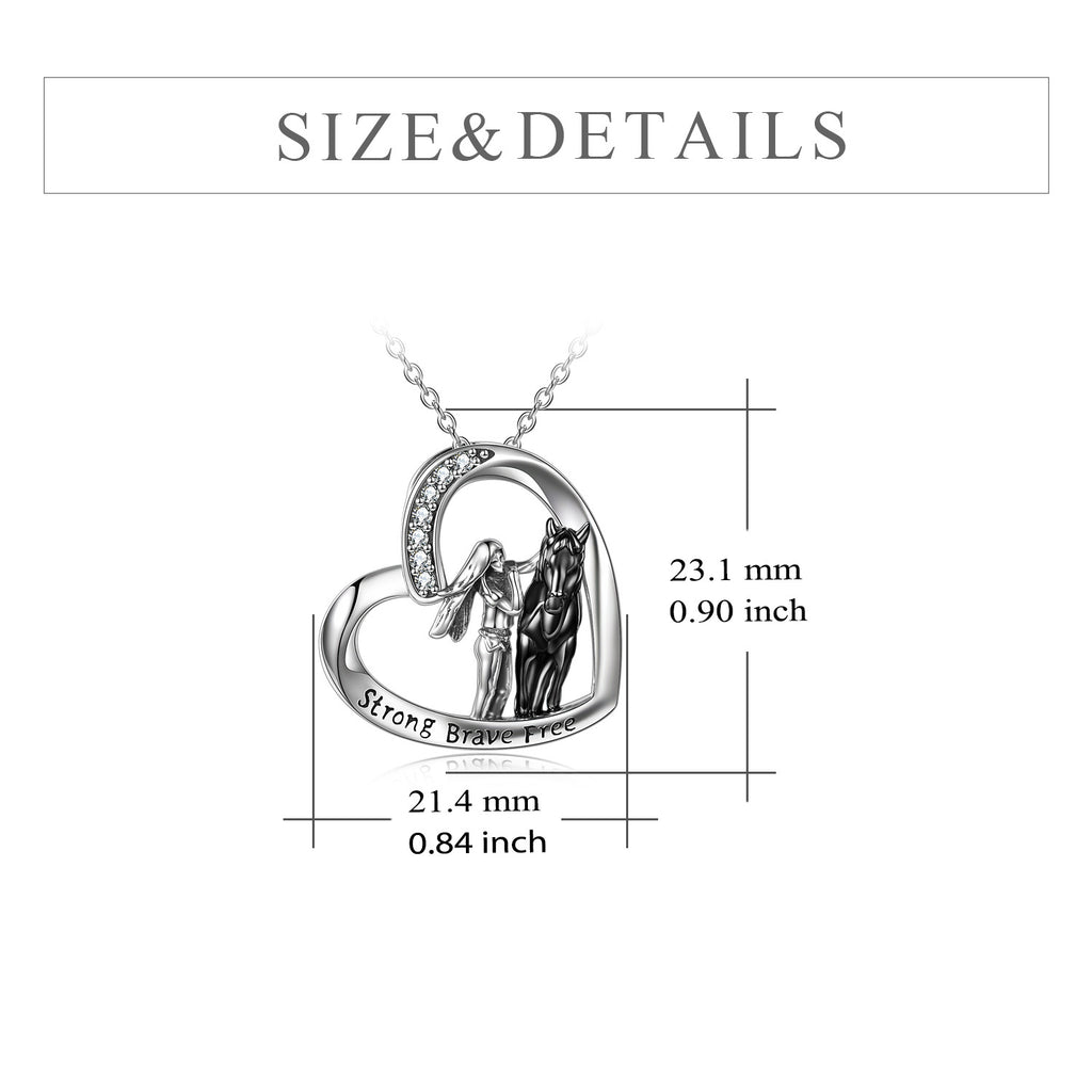 Sterling Silver Horse and Girl Pendant Necklace for Girls Women
