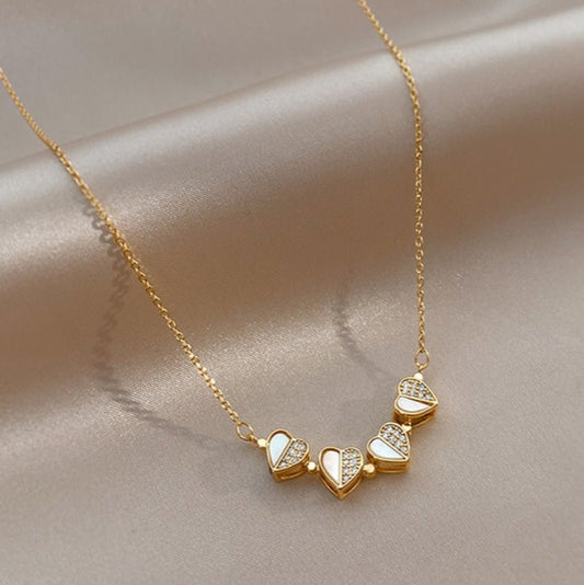 Luxury Four Leaf Clover Pendant Necklace Stainless Steel Crystal Heart Jewelry For Women Gift - 5 - CJ