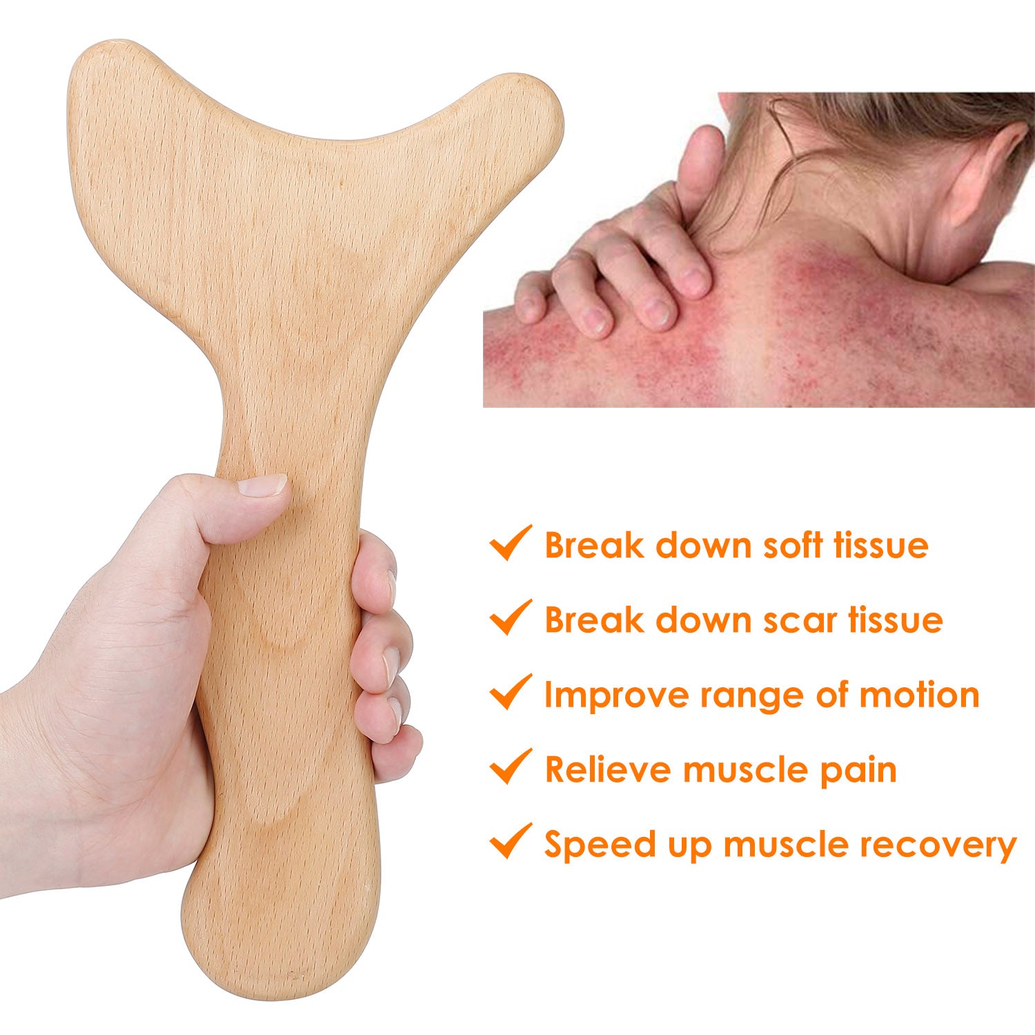 1Pc Wood Therapy Massage Tool Lymphatic Drainage Paddle Wooden Scraping Tools Therapy Massager Body Sculpting Tool - 5 - CJ