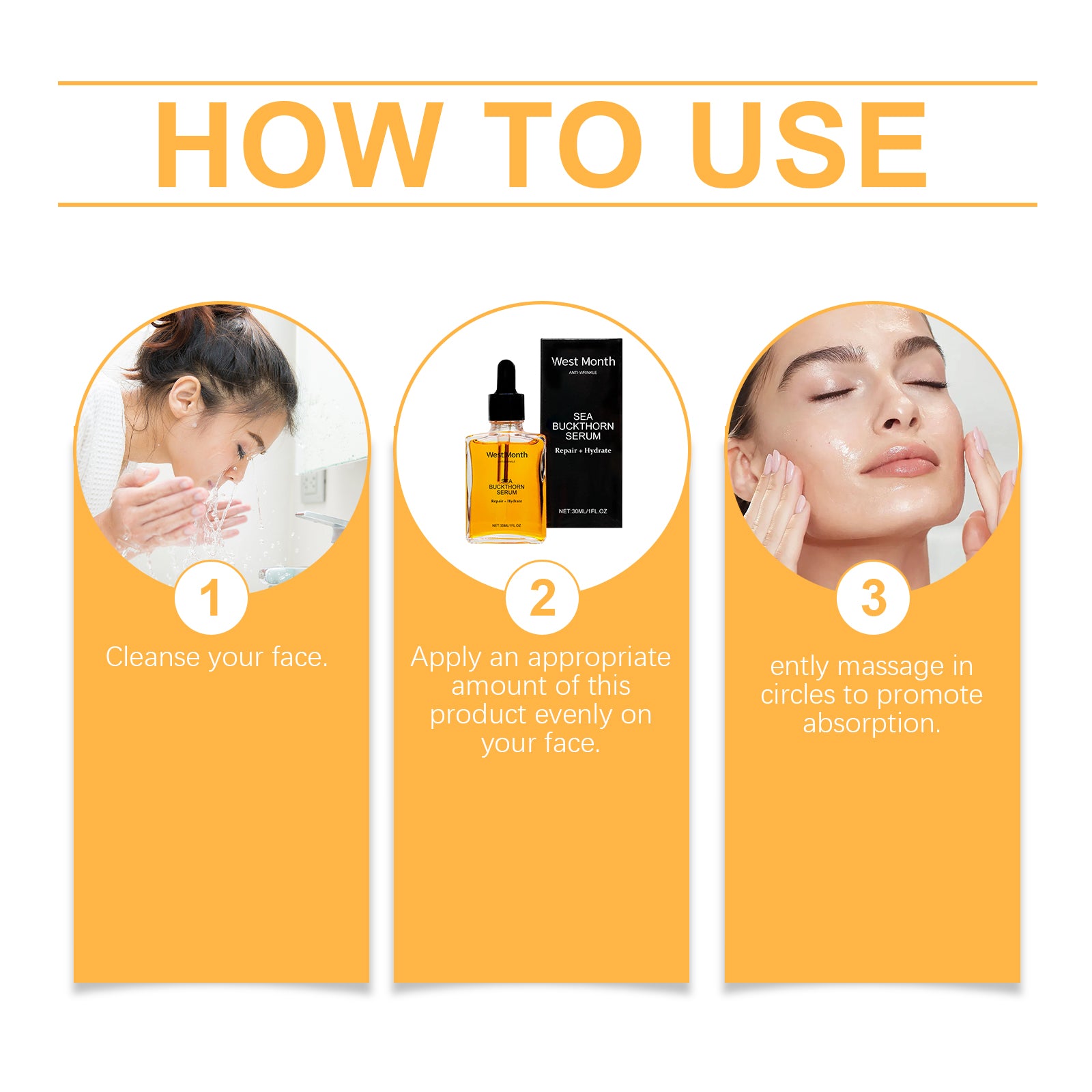West&Month Sea Buckthorn Moisturizing Essence Gentle Moisturizing Hydrating Moisturizing Firming Skin Tender Essence - 5 - CJ