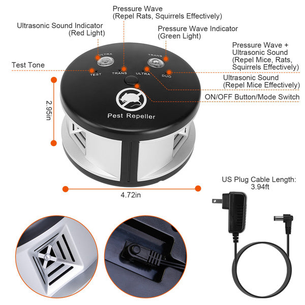 360 Degree Ultrasonic Pest Repellent, Electronic Plug - in Pest Control, Pursuer, Blocker - 5 - CJ