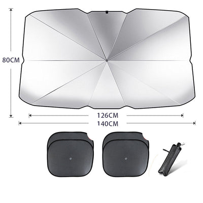 Foldable Car Windshield Sun Shade Umbrella UV Protection Heat Insulation Parasol Auto Front Window Cover Interior Protector Summer Gadgets - 0 - CJ - Titanium silver - Large with 4pcs mesh - CJQT123821519SH
