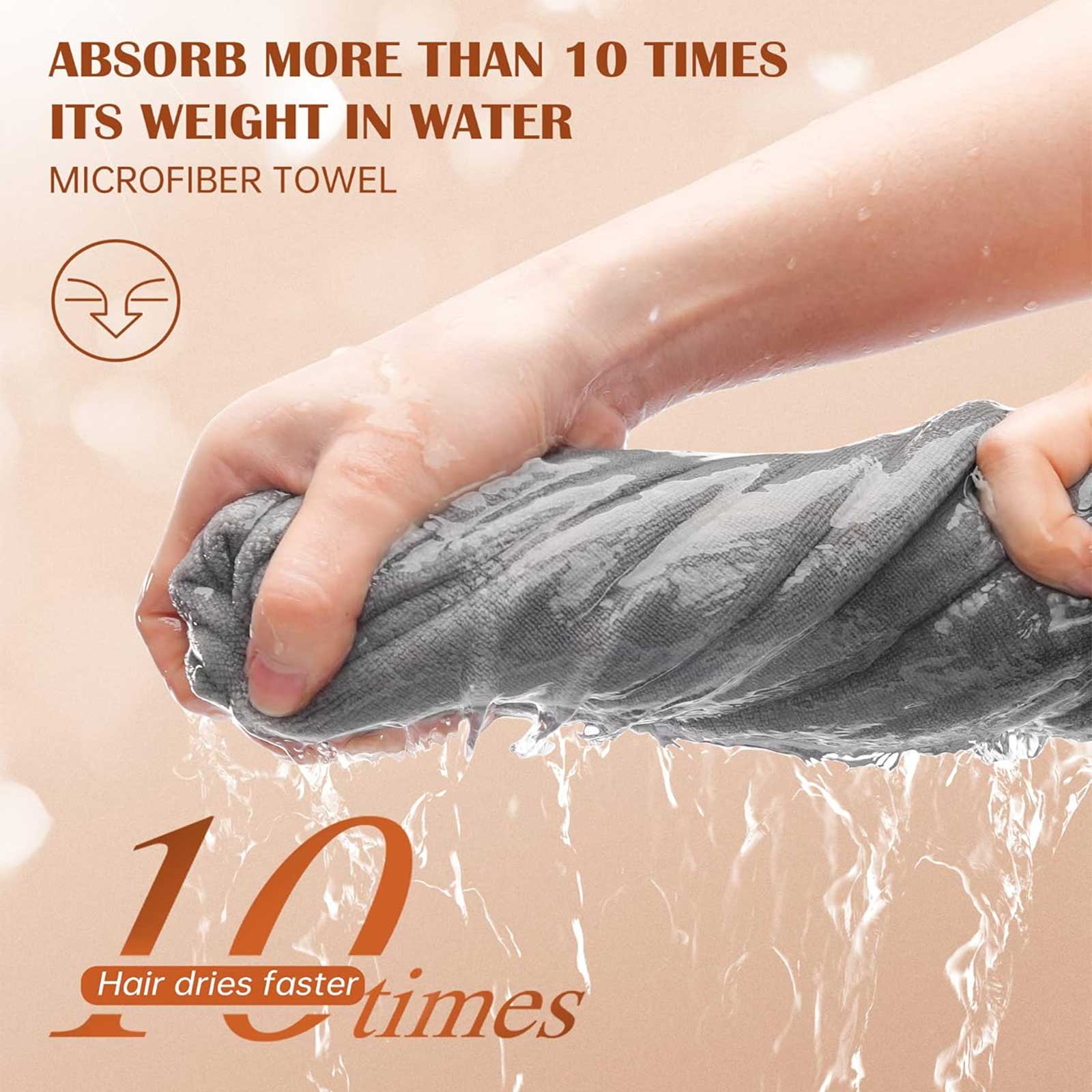 Women 3 PC Microfiber Hair Towel Wrap Ultra Absorbent Hair Turbans For Curly, Long & Thick Hair Blue,Grey,Pink - 5 - CJ
