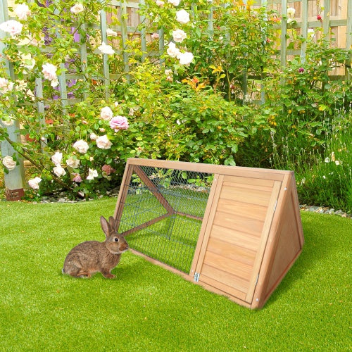 Wooden A - frame Outdoor Rabbit Cage Small Animal Cage - 5 - CJ