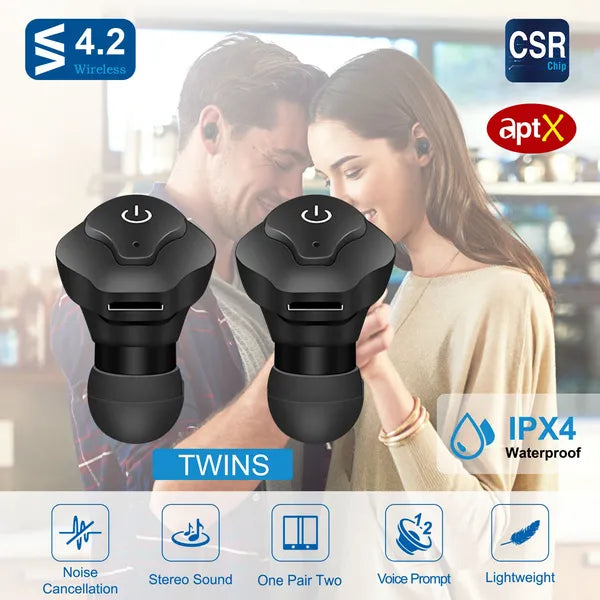 True Wireless Earbuds CSR V4.2 In - ear Stereo Headsets IP44 Waterproof Apt - X TWS Headphones Noise Cancelling - 5 - CJ