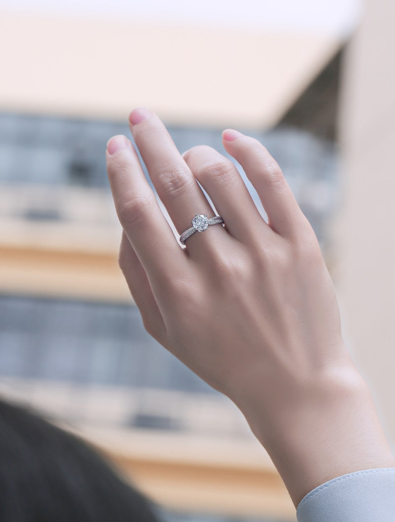 1Moissanite Diamond Wedding Ring Luxury Fashion Silver Ring Prohibit TikTok sales - 5 - CJ