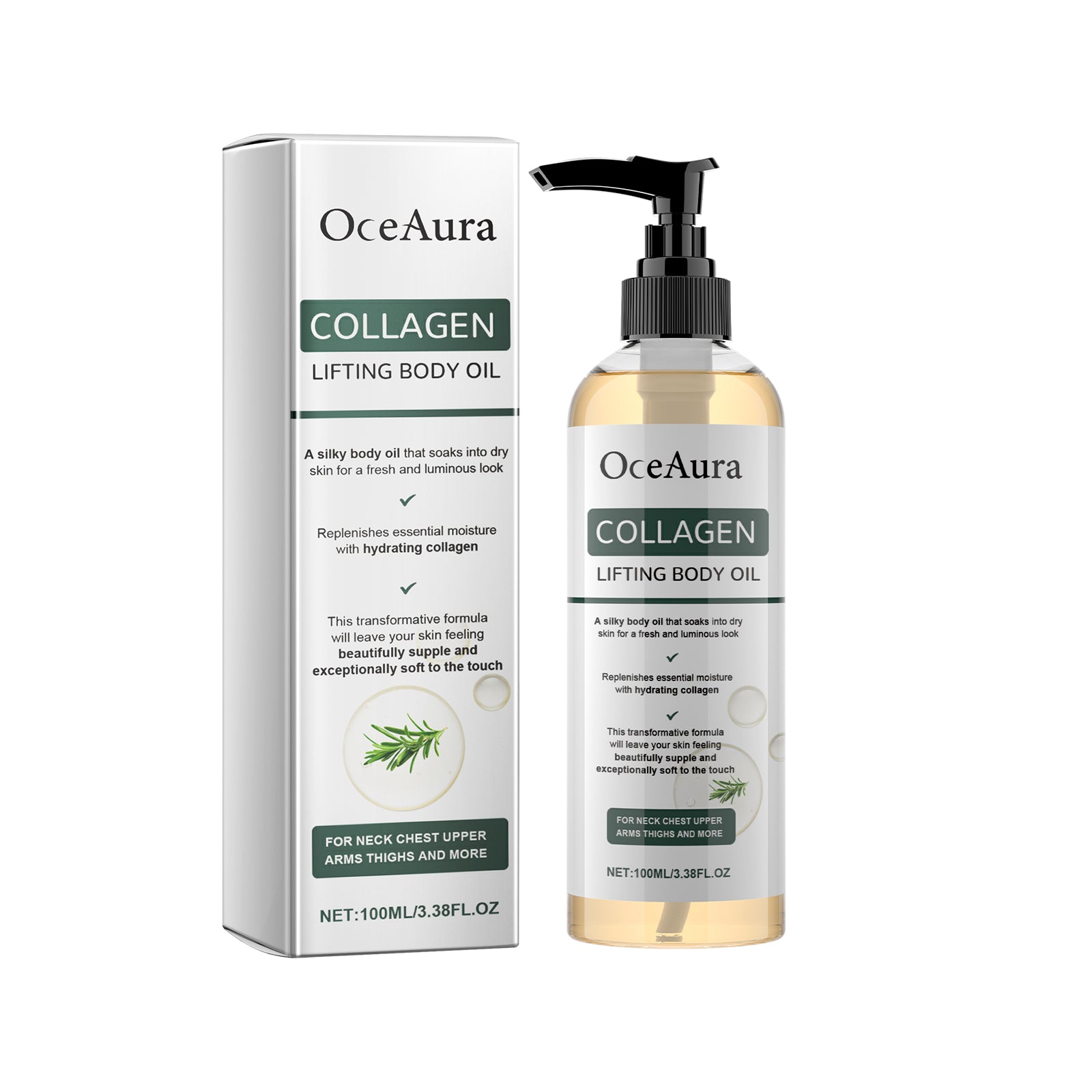 OceAura Collagen Lifting Body Oil, Moisturizing And Firming Arms Belly Fat Full Body Massage Oil - 5 - CJ
