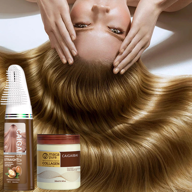 CAIGAIBAI Straightening Cream Non-odorous Not Pungent Non-Comedogenic Sulfate Free Curl Defining Styling Hair Cream Anti Frizz Heat Protectant Safe For Sensitive Skin 200ml 6.76fl.oz