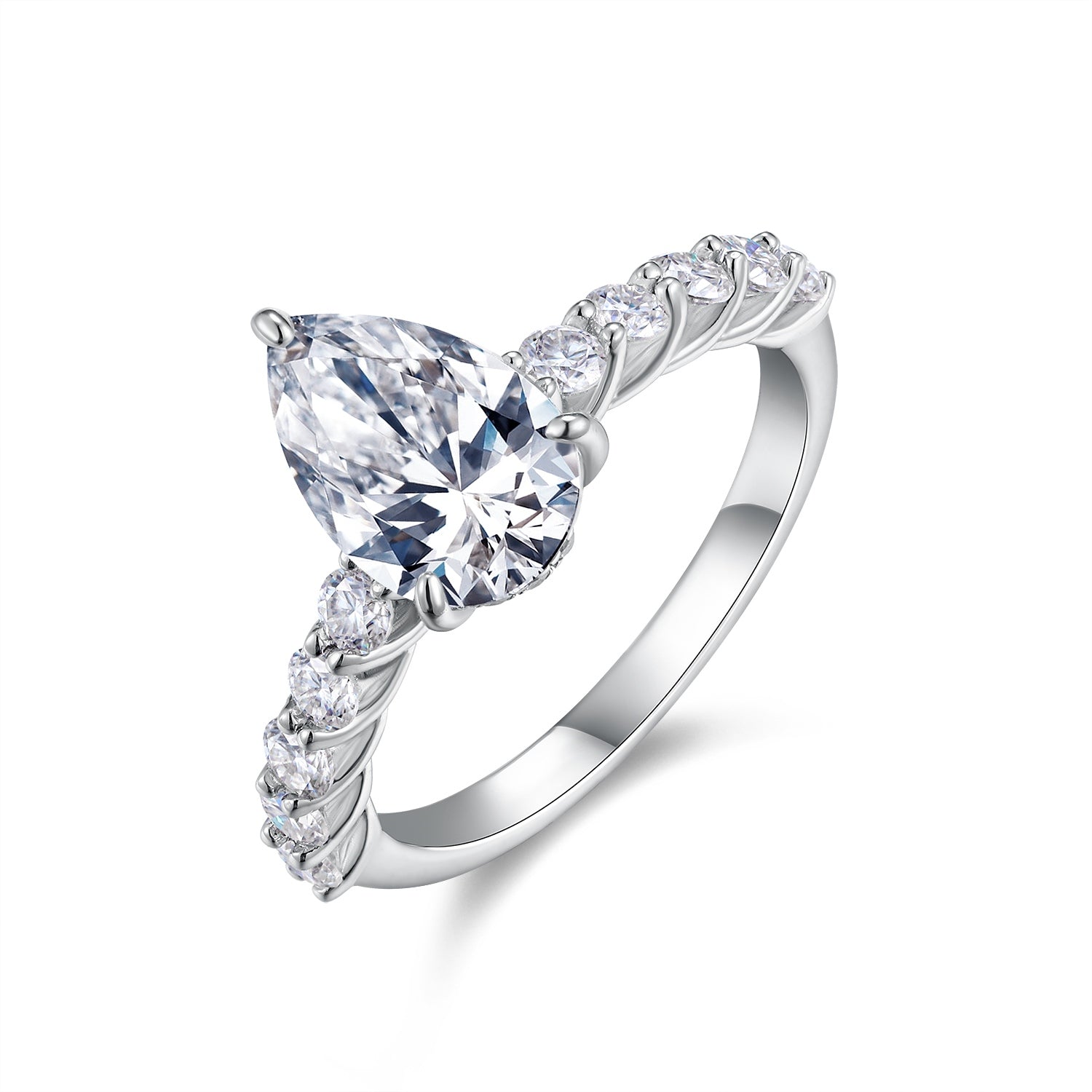 1Moonlight Water Drop - A Fashionable Diamond Jewelry Piece Set With Moissanite S925 Sterling Silver And Platinum Diamond Ring Prohibit TikTok sales - 5 - CJ