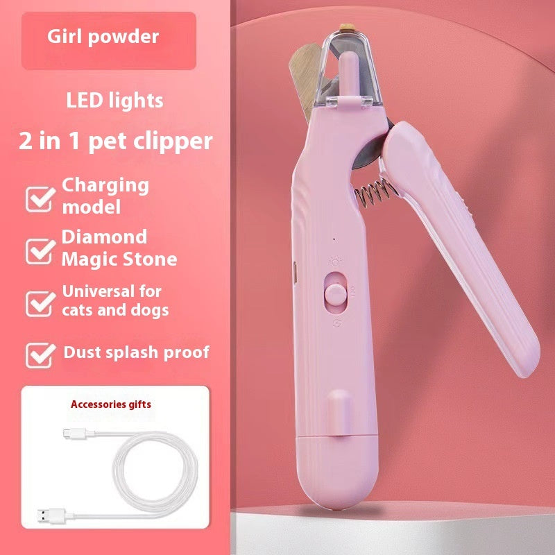 2 In 1 Pet Nail Clippers With Led Light Dog Cat Special Blood Line Scissors Multifunction Animals Paw Nail Trimmer Pet Supplies - 0 - CJ - Pink - CJYD226496003CX